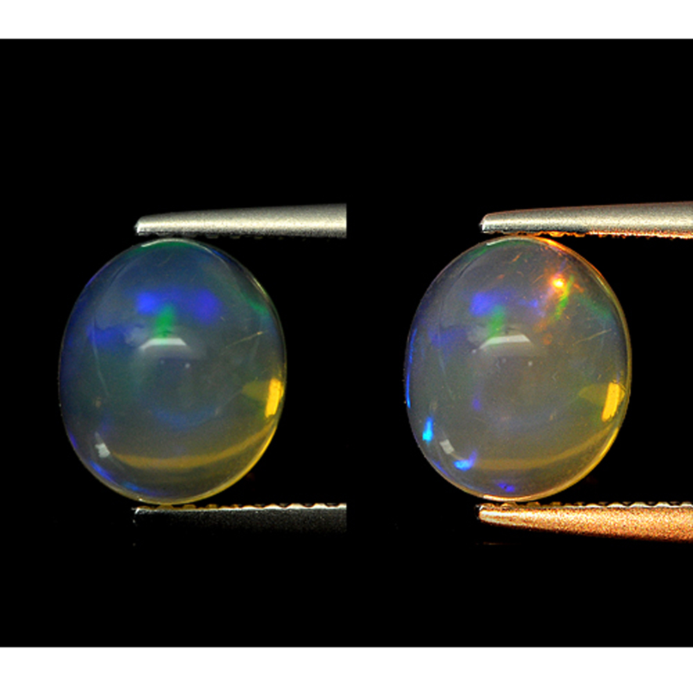 Multi Color Opal 2.17 Ct. Oval Cabochon Shape 9.5 x 8.3 Mm. Natural Unheated