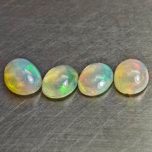 Natural Multi-Color Play Of Colour Opal 2.79 Ct. 4 Pcs Oval Cab  8.2 x 6.3 Mm