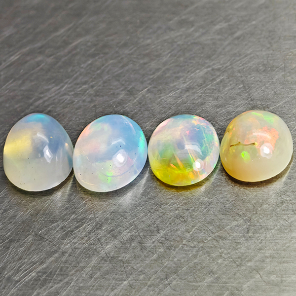 Natural Multi-Color Play Of Colour Opal 3.13 Ct. 4 Pcs Oval Cab  8.1 x 6.1 Mm