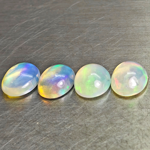 Natural Multi-Color Play Of Colour Opal 2.67 Ct. 4 Pcs Oval Cab  8 x 6 Mm