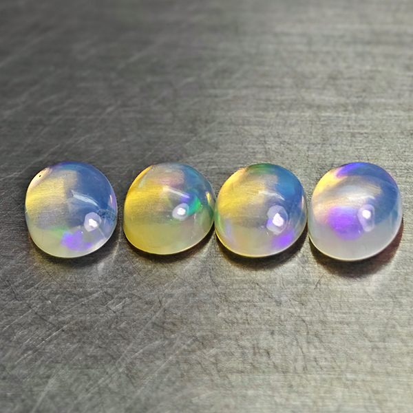 Natural Multi-Color Play Of Colour Opal 3.35 Ct. 4 Pcs Oval Cab  8.2 x 6.1 Mm