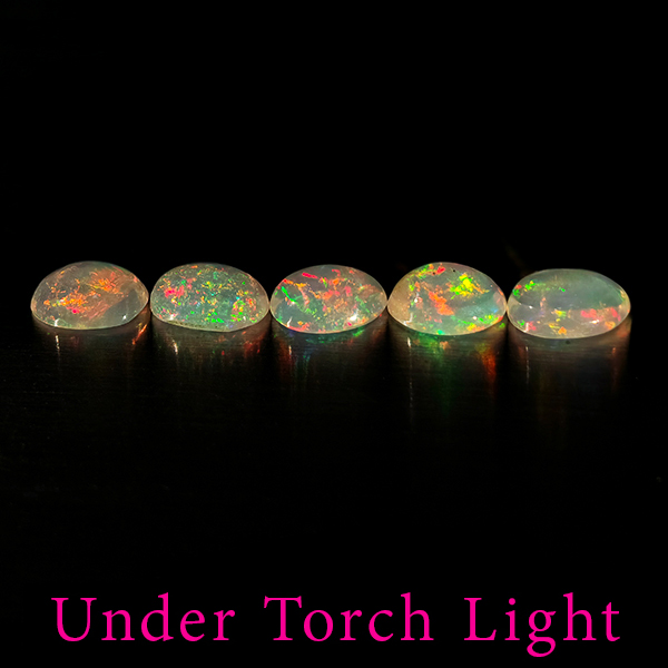 Natural Multi Color Opal 1.20 Ct. 5 Pcs Oval Cabochon Shape 5.8 x 4 Mm Gemstones