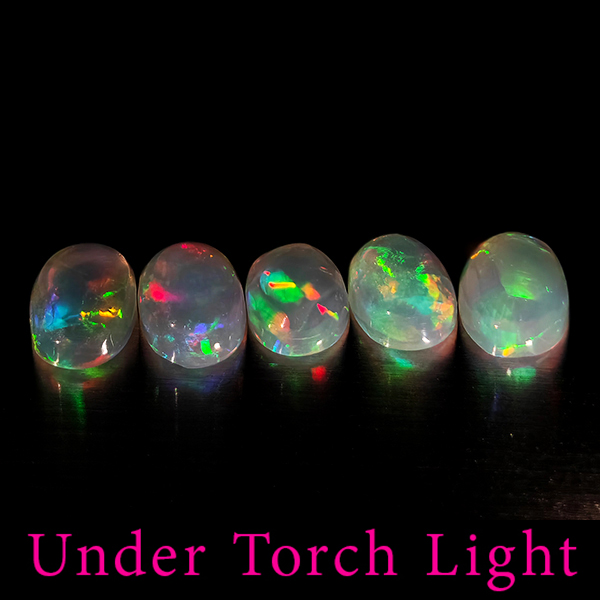 Natural Multi Color Opal 1.43 Ct. 5 Pcs Oval Cabochon Shape Gemstones