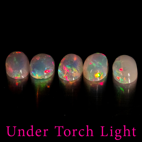Natural Multi Color Opal 1.60 Ct. 5 Pcs Oval Cabochon Shape 6 x 4.1 Mm Gems