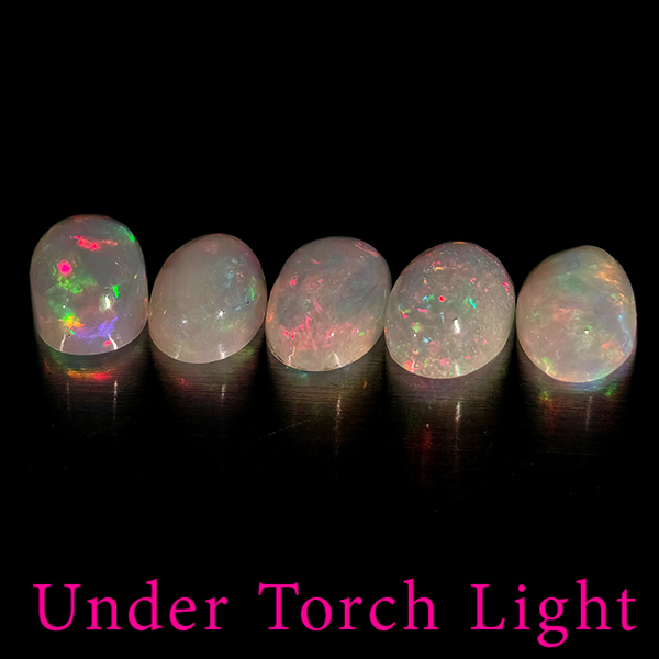 Natural Multi Color Opal 1.60 Ct. 5 Pcs Oval Cabochon Shape 6 x 4.1 Mm Gems