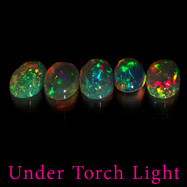 Natural Multi Color Opal 1.51 Ct. 5 Pcs Oval Cabochon Shape Gemstones