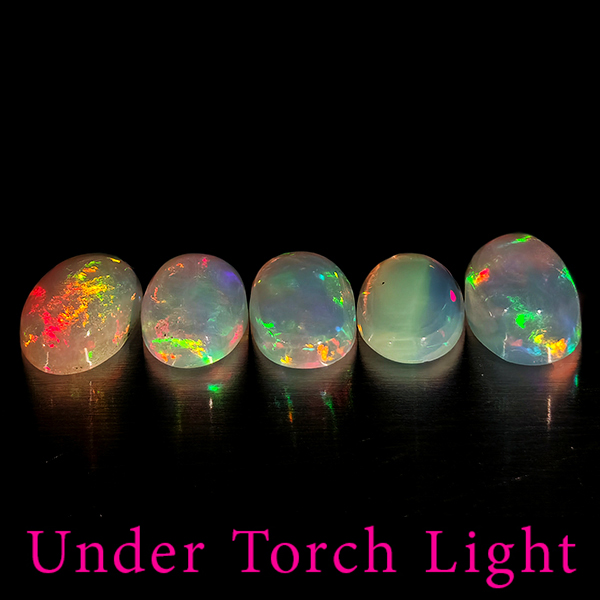 Natural Multi Color Opal 1.53 Ct. 5 Pcs Oval Cabochon Shape Gemstones