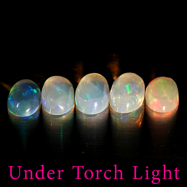 Natural Multi Color Opal 1.67 Ct. 5 Pcs Oval Cabochon Shape 6 x 4.1 Mm Gemstones