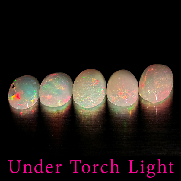 Natural Multi Color Opal 1.45 Ct. 5 Pcs Oval Cabochon Shape 6 x 4.1 Mm Gemstones