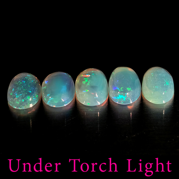 Natural Multi Color Opal 1.53 Ct. 5 Pcs Oval Cabochon Shape 6.1 x 4.1 Mm Gems