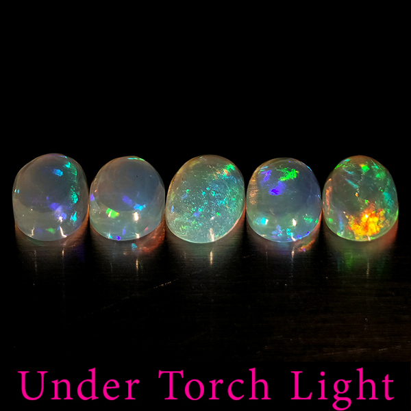 Natural Multi Color Opal 1.58 Ct. 5 Pcs Oval Cabochon Shape 6 x 4 Mm Gems