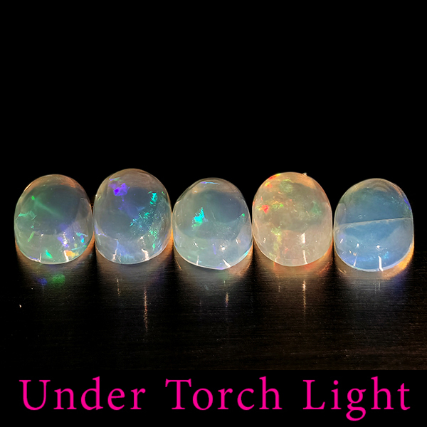Natural Multi Color Opal 1.65 Ct. 5 Pcs Oval Cabochon Shape 6.1 x 4.1 Mm Gems