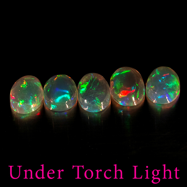 Natural Multi Color Opal 1.39 Ct. 5 Pcs Oval Cabochon Shape 6 x 4.1 Mm Gemstones