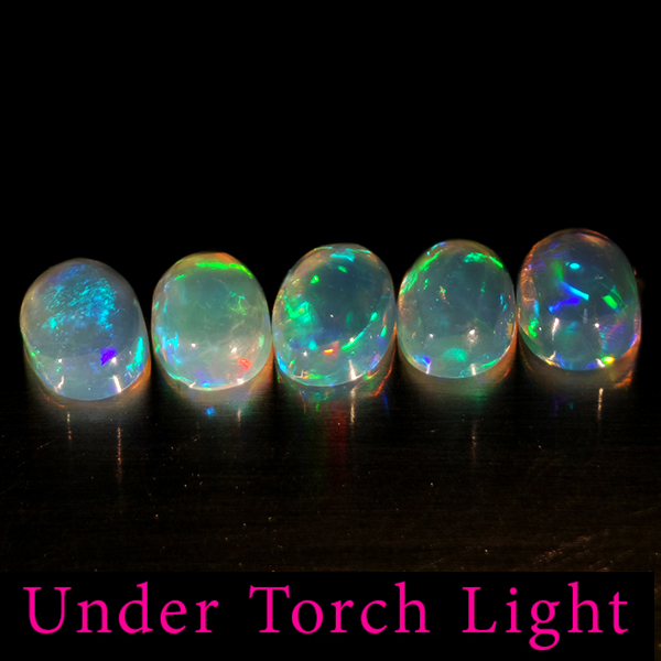 Natural Multi Color Opal 1.56 Ct. 5 Pcs Oval Cabochon Shape 5.9 x 4 Mm Gemstones