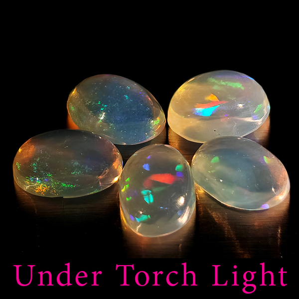 Natural Multi Color Opal 1.41 Ct. 5 Pcs Oval Cabochon Shape 6 x 4 Mm Gemstones
