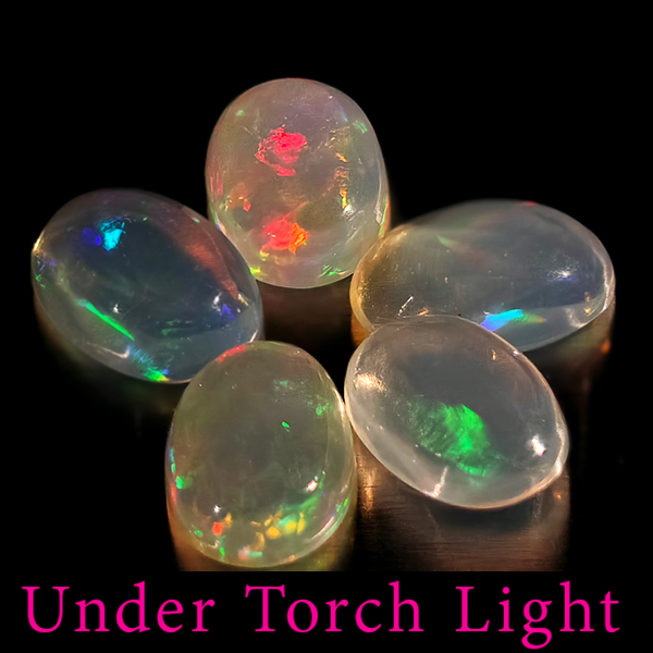 Natural Multi Color Opal 1.33 Ct. 5 Pcs Oval Cabochon Shape 6 x 4.2 Mm Gemstones