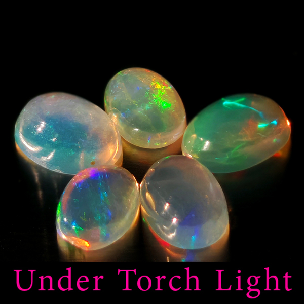 Natural Multi Color Opal 1.40 Ct. 5 Pcs Oval Cabochon Shape 6 x 4.1 Mm Gemstones