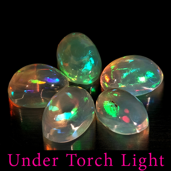 Natural Multi Color Opal 1.84 Ct. 5 Pcs Oval Cabochon Shape 6.1 x 4.1 Mm Gems