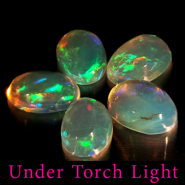 Natural Multi Color Opal 1.41 Ct. 5 Pcs Oval Cabochon Shape 6.1 x 4.3 Mm Gems