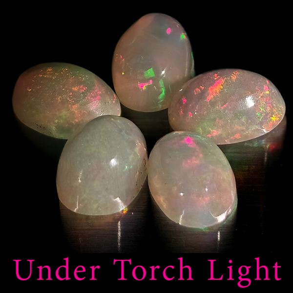 Natural Multi Color Opal 1.70 Ct. 5 Pcs Oval Cabochon Shape 6 x 4.1 Mm Gems