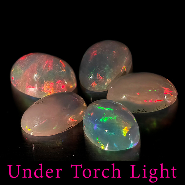 Natural Multi Color Opal 1.46 Ct. 5 Pcs Oval Cabochon Shape 6 x 4.1 Mm Gemstones
