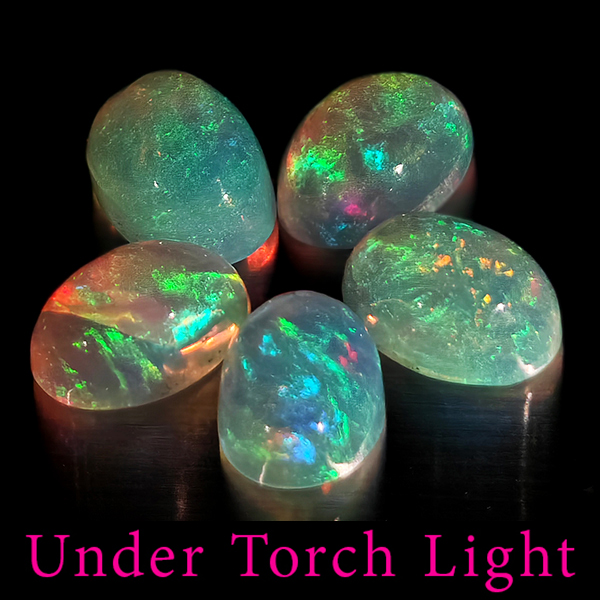 Natural Multi Color Opal 1.80 Ct. 5 Pcs Oval Cabochon Shape 6 x 4.2 Mm Gems