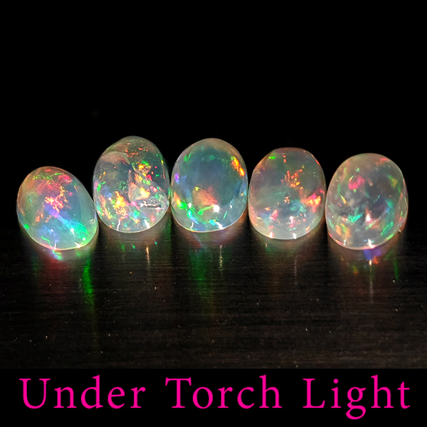Natural Multi Color Opal 1.54 Ct. 5 Pcs Oval Cabochon Shape 6 x 4.2 Mm Gems