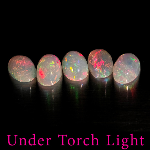 Natural Multi Color Opal 1.63 Ct. 5 Pcs Oval Cabochon Shape 6.2 x 4.2 Mm Gems