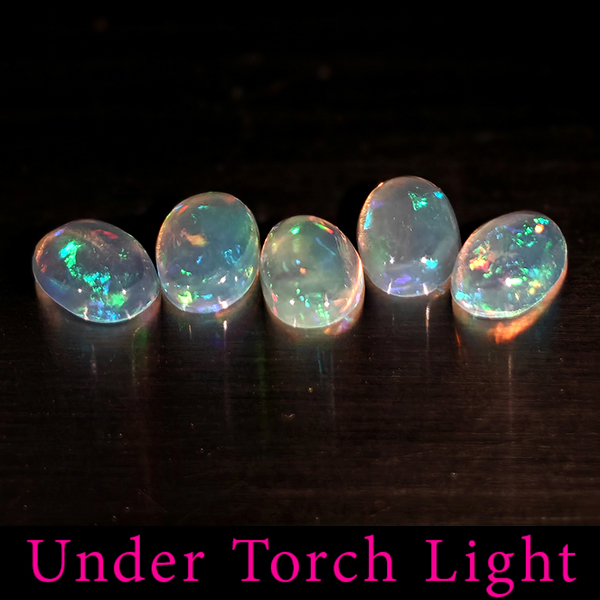 Natural Multi Color Opal 1.29 Ct. 5 Pcs Oval Cabochon Shape 6 x 4.2 Mm Gems