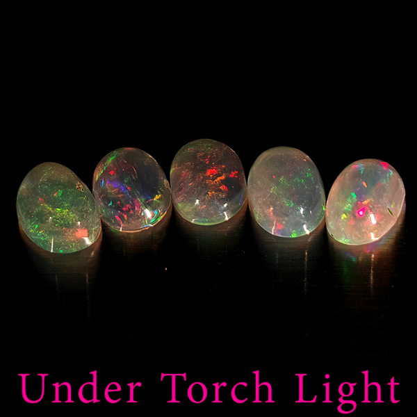 Natural Multi Color Opal 1.42 Ct. 5 Pcs Oval Cabochon Shape 6 x 4.2 Mm Gems