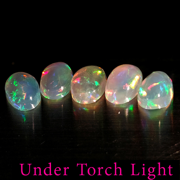 Natural Multi Color Opal 1.48 Ct. 5 Pcs Oval Cabochon Shape 6.1 x 4.2 Mm Gems