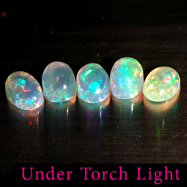 Natural Multi Color Opal 1.74 Ct. 5 Pcs Oval Cabochon Shape 6 x 4.2 Mm Gems