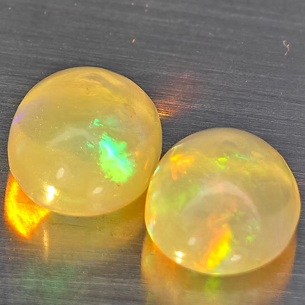 Natural Multi Color Play Of Colour Opal 1.42 Ct. 2 Pcs Oval Cabochon Shape Gemstones From Ethiopia