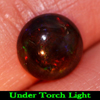 Fire Red Black Opal 0.91 Ct. Round Cabochon Shape 8 x 3.5 Mm. Natural Gemstone