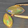 Natural Multi Color Play Of Colour Opal 0.26 Ct. 2 Pcs Marquise Cabochon Shape 7.8 x 3.7 Mm Gems