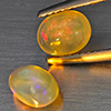 Natural Multi Color Play Of Colour Opal 1.12 Ct. 2 Pcs Oval Cabochon Shape Gemstones From Ethiopia