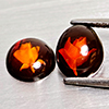 Natural Brown Yellow Amber 1.00 Ct. 2 Pcs Flower Carving In Oval Cabochon Shape