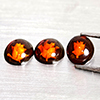 Natural Brown Yellow Amber 1.43 Ct. 3 Pcs Flower Carving In Oval Cabochon Shape