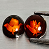 Natural Brown Yellow Amber 0.81 Ct. 2 Pcs Flower Carving In Oval Cabochon