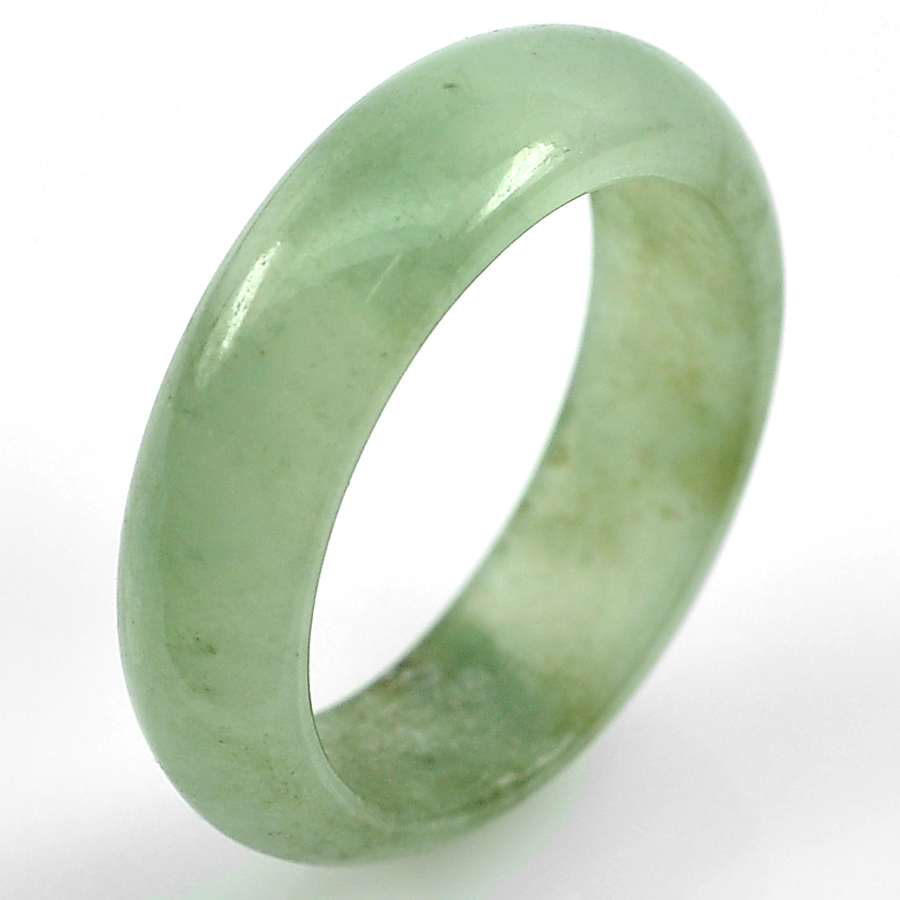 Charming 13.33 Ct. Natural Green Jade Ring Size 7 Thailand