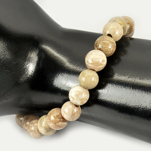 90.73 Ct. Natural Petrified Wood Unheated Brown Unique Pattern Bracelet 8 Inch.