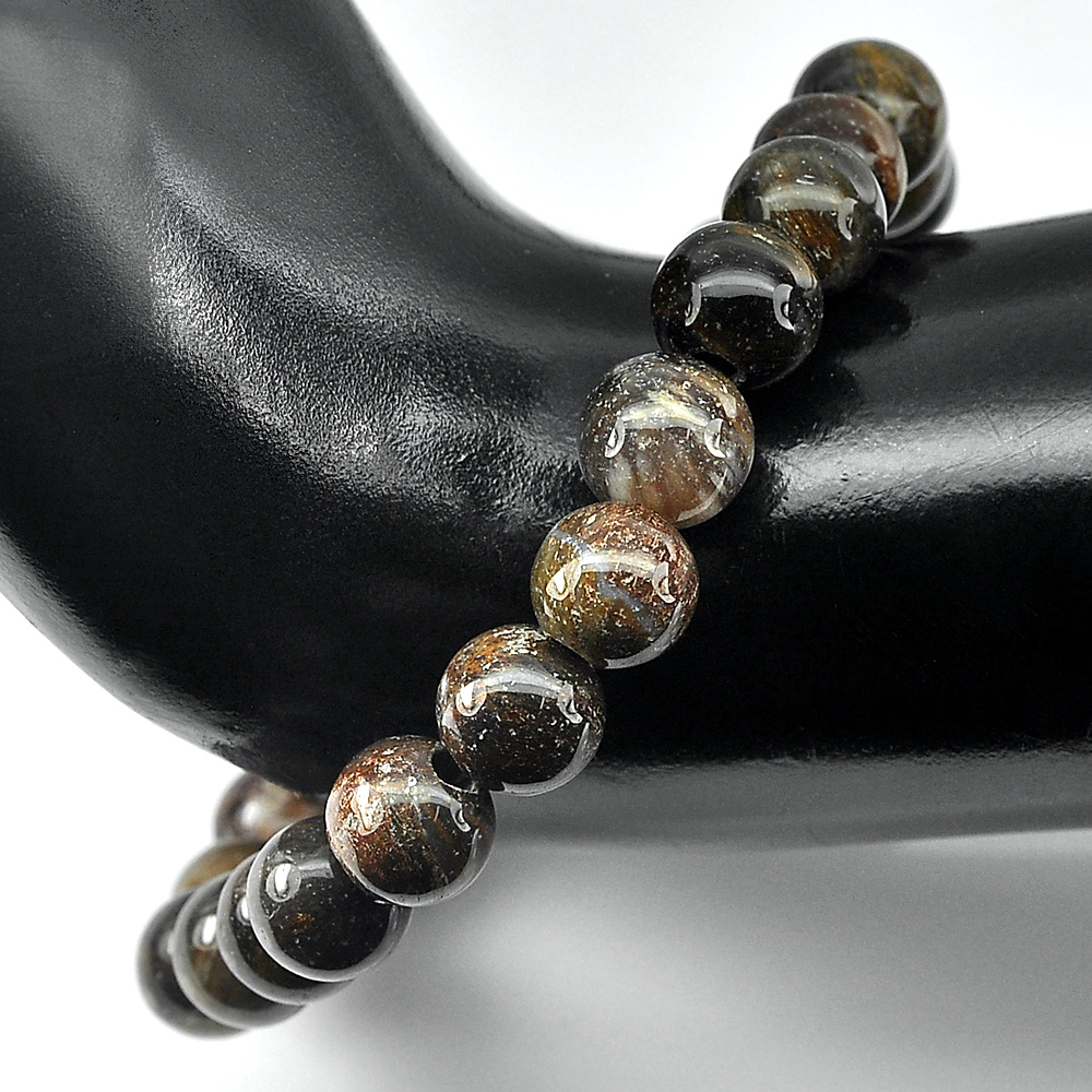 Unheated 89.97 Ct. Natural Brown Petrified Wood Unique Pattern Bracelet 7 Inch