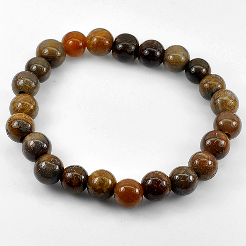 90.57 Ct. Natural Petrified Wood Unheated Brown Unique Pattern Bracelet 8 Inch.
