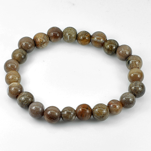 92.61 Ct. Natural Petrified Wood Unheated Brown Unique Pattern Bracelet 8 Inch.