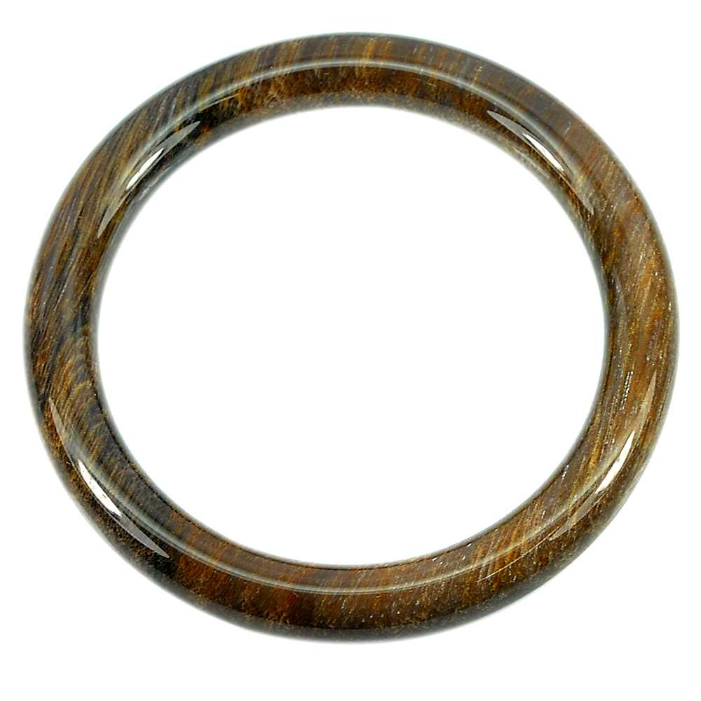 218.68 Ct. Natural Brown Petrified Wood Unique Pattern Bangle 80 x 62 x 10.2 Mm.