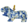 Blue White Sodalite Tiger Carving with Nickel Pendant 43.27Ct. Natural Gemstone