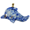 Blue White Brazilian Sodalite Dolphin Carving with Pendant 39.00 Ct.Natural Gem