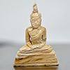 195.99 Ct. Nice Natural White Brown Petrified Wood Buddha Carved