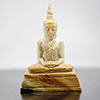 198.78 Ct. Nice Natural White Brown Petrified Wood Buddha Carved