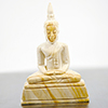 160.42 Ct. Nice Natural White Brown Petrified Wood Buddha Carved